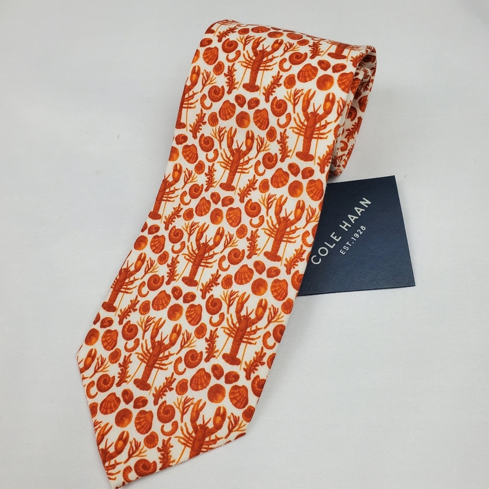 Cole Haan Orange and White Patterned Tie